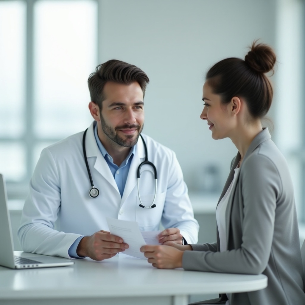 rozmowa z pacjentką w klinice konopnej