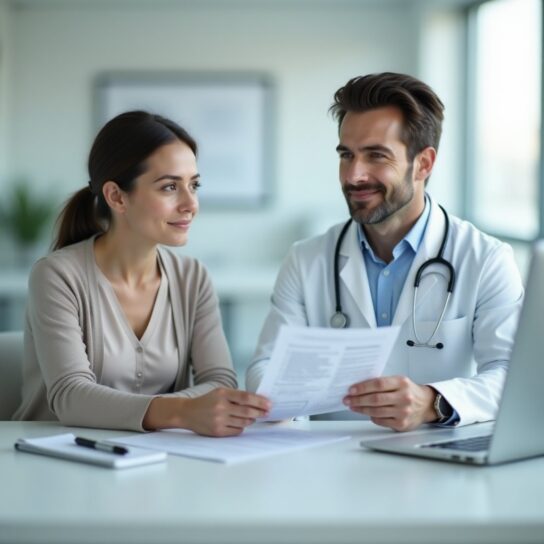 lekarz z pacjentką omawiają wyniki badań